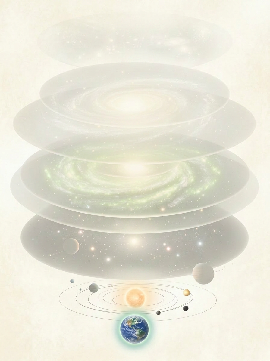 Cosmic layers from supercluster to solar system